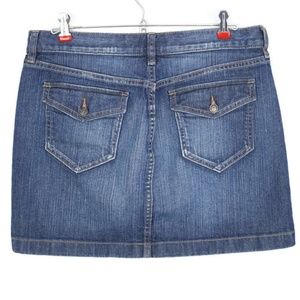 Old Navy Jean Skirt 10 Stretch Button Flap Pockets